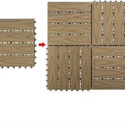 EUGAD WPC-Fliesen, 11er-Set WPC Balkonfliesen 3D Holzstruktur für 1m² Hellbraun -Eugad Möbel Einkaufen ae49ed3c 2513 569d 8637 719b74e6a3b6