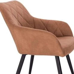 EUGAD Esszimmerstuhl (1 Stück), Wohnzimmerstuhl aus Stoff, Polsterstuhl mit Armlehnen und Rückenlehne, Gestell aus Metall Anthrazit, Braun, Grau -Eugad Möbel Einkaufen b107a04c f7b2 5519 9e53 e1d438216575