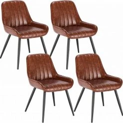 EUGAD Esszimmerstuhl, 4 Stücke Retro Küchenstuhl Sitzfläche aus PU mit Metallbeine Schwarz Braun, Dunkelbraun, Dunkelgr&uuml;n, Grau -Eugad Möbel Einkaufen b18f5776 6b37 50dc a433 26bc4806df42