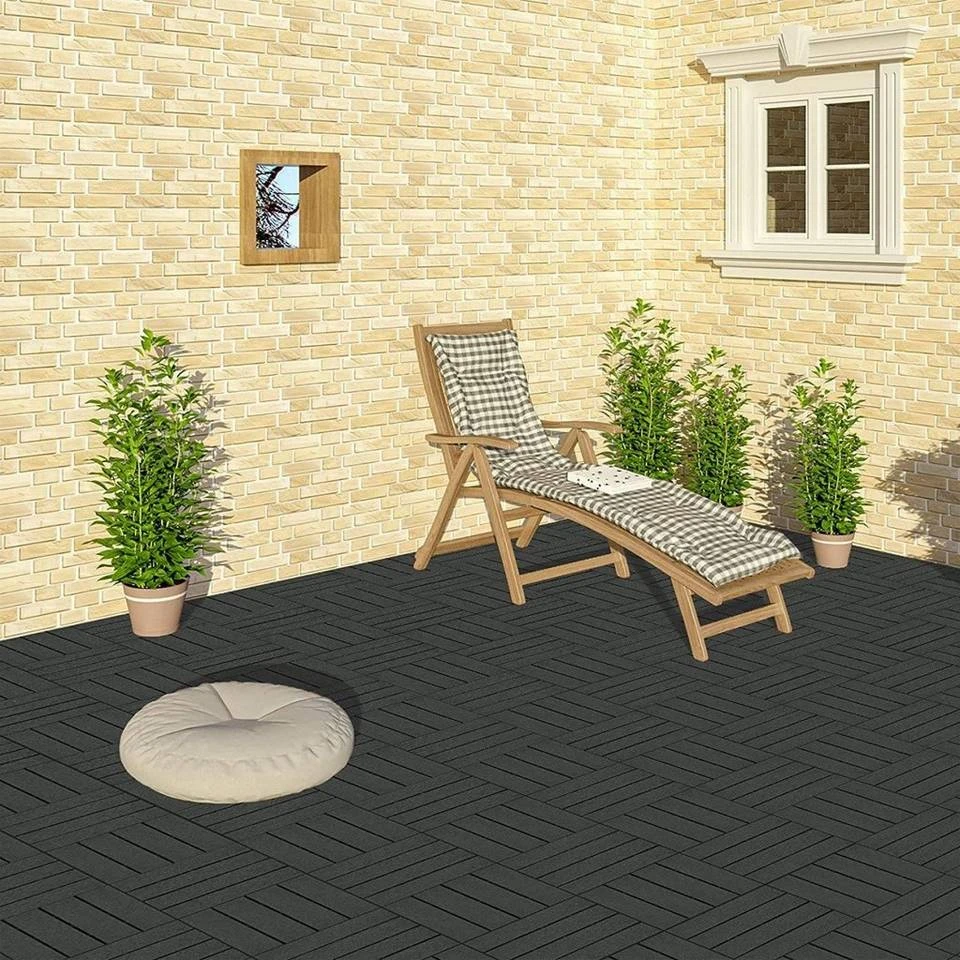 EUGAD WPC-Fliesen, 22 Stück WPC Terrassenfliesen in T-Form 30x30cm Dunkelgrau Anthrazit, Braun, Hellgrau 2 EUGAD WPC-Fliesen, 22 Stück WPC Terrassenfliesen in T-Form 30x30cm Dunkelgrau Anthrazit, Braun, Hellgrau – Bild 2