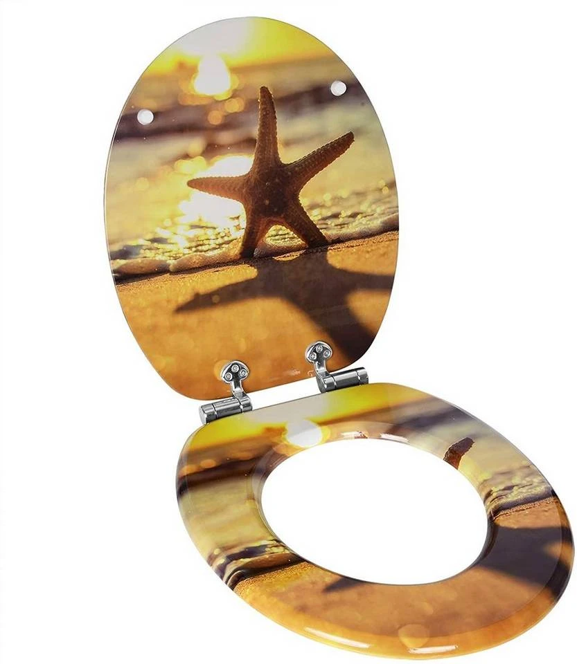 EUGAD WC-Sitz (1-St), Toilettensitz, WC Sitz mit Absenkautomatik, MDF, Holz, Softclose Scharnier Grüne Blätter, Holzfarbe, Lilie, Seestern, Seestern Am Strand, Seestern Sonnenuntergang, Stone, Lila Blume und Stones 19 EUGAD WC-Sitz (1-St), Toilettensitz, WC Sitz mit Absenkautomatik, MDF, Holz, Softclose Scharnier Grüne Blätter, Holzfarbe, Lilie, Seestern, Seestern Am Strand, Seestern Sonnenuntergang, Stone, Lila Blume und Stones – Bild 19
