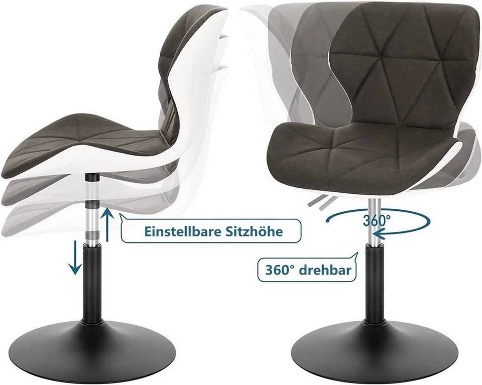 EUGAD Barhocker (4 St), niedriger Barhocker 360° Drehstuhl mit Rückenlehne 120kg belastbar Stuhl höhenverstellbar Kunstleder Sitzhöhe 40-54cm Dunkelbraun Weiß Anthrazit+Weiß, Dunkelbraun+Weiß 15 EUGAD Barhocker (4 St), niedriger Barhocker 360° Drehstuhl mit Rückenlehne 120kg belastbar Stuhl höhenverstellbar Kunstleder Sitzhöhe 40-54cm Dunkelbraun Weiß Anthrazit+Weiß, Dunkelbraun+Weiß – Bild 15