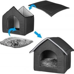 EUGAD Tierbett, Katzenhaus Katzenhöhle herausnehmbarer Matte Dunkelgrau, Hellgrau -Eugad Möbel Einkaufen b3139bf9 6a3f 553c be8e 25f8492c77fa