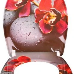 Eugad Möbel Einkaufen 48 EUGAD WC-Sitz, Toilettendeckel mit Absenkautomatik rote Blume