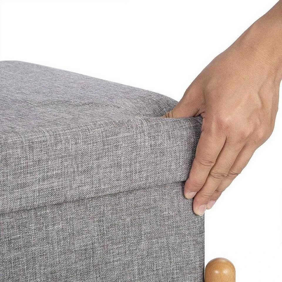 EUGAD Sitzhocker, Polsterhocker Sitztruhe bis 150kg belastbar, mit Stauraum, Deckel Abnehmbar Holzbeine Dunkelgrau Hellgrau 11 EUGAD Sitzhocker, Polsterhocker Sitztruhe bis 150kg belastbar, mit Stauraum, Deckel Abnehmbar Holzbeine Dunkelgrau Hellgrau – Bild 11