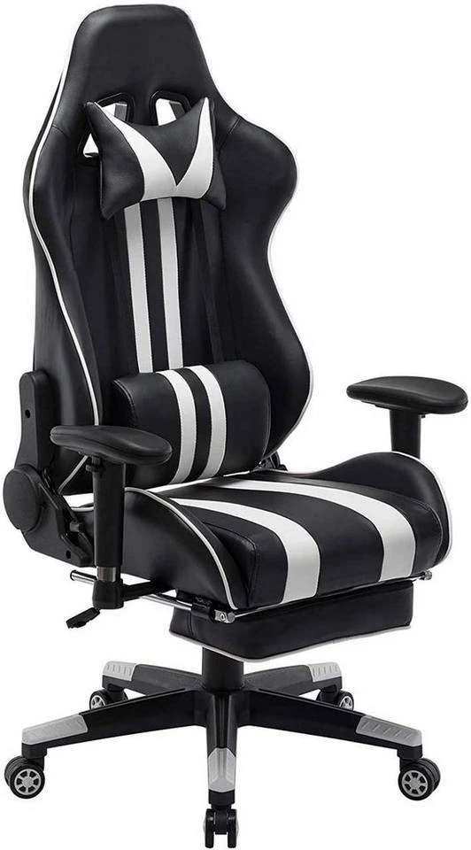 EUGAD Gaming-Stuhl (1 Stück), mit Fußstütze Racing Stuhl Drehstuhl Bürostuhl Schreibtischstuhl PC Stuhl mit Wippfunktion Höhenverstellbar Kunstleder Weiß Grau, Rot, Weiß 1 EUGAD Gaming-Stuhl (1 Stück), mit Fußstütze Racing Stuhl Drehstuhl Bürostuhl Schreibtischstuhl PC Stuhl mit Wippfunktion Höhenverstellbar Kunstleder Weiß Grau, Rot, Weiß