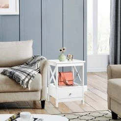 EUGAD Nachttisch, 2er-Set Beistelltisch Nachtschrank Nachtkommode Sofatisch aus MDF mit Schublade und Ablage für Schlafzimmer oder Wohnzimmer Weiß 17 EUGAD Nachttisch, 2er-Set Beistelltisch Nachtschrank Nachtkommode Sofatisch aus MDF mit Schublade und Ablage für Schlafzimmer oder Wohnzimmer Weiß -Eugad Möbel Einkaufen b4e41ff3 9626 5719 ad57 6d904218f49d