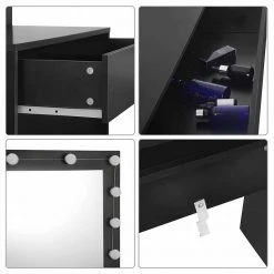 EUGAD Schminktisch, Frisiertisch 10 LED-Lampen mit Schubladen 80x40cm Schwarz Weiß 18 EUGAD Schminktisch, Frisiertisch 10 LED-Lampen mit Schubladen 80x40cm Schwarz Weiß -Eugad Möbel Einkaufen b4e91714 e95d 5d63 935d 5776224167d4