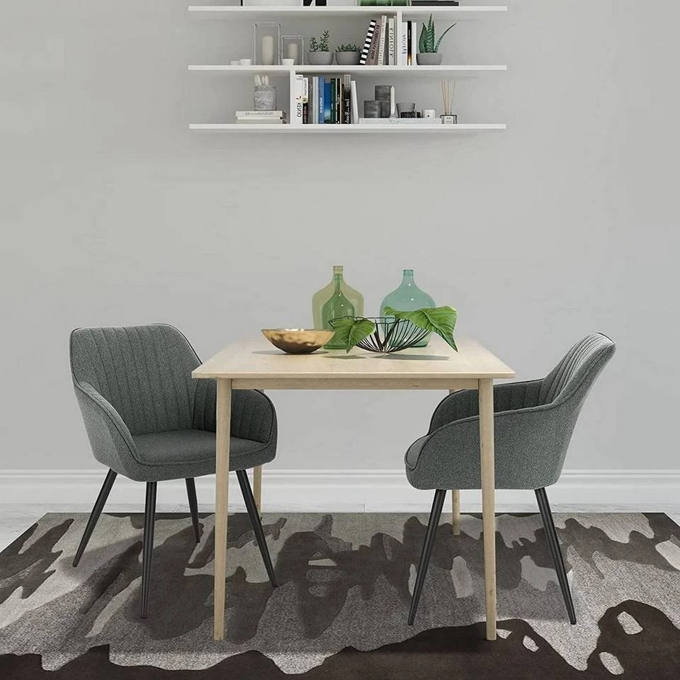 EUGAD Esszimmerstuhl, Küchenstuhl aus Leinen mit Armlehne Dunkelgrau, Hellgrau 2 EUGAD Esszimmerstuhl, Küchenstuhl aus Leinen mit Armlehne Dunkelgrau, Hellgrau – Bild 2