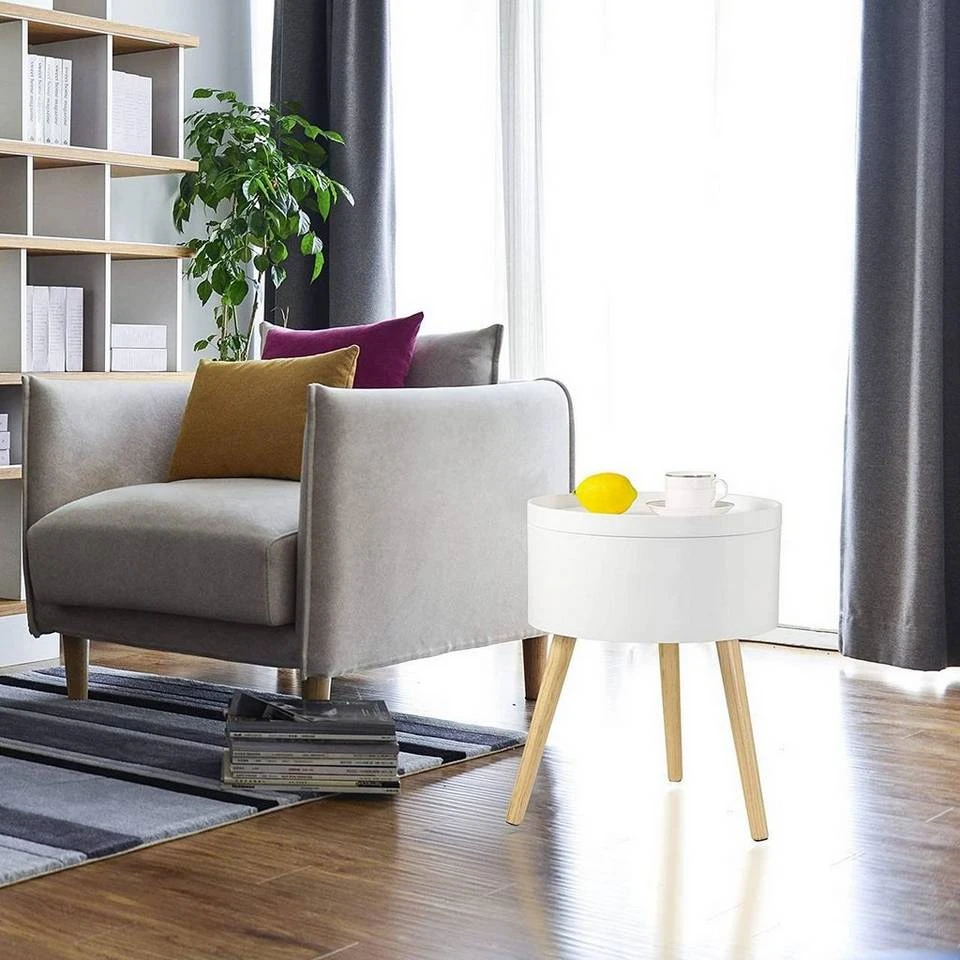 EUGAD Nachttisch, 2er-Set Beistelltisch mit Stauraum Nachtkommode Nachtschrank Holzbeine MDF 38x38x48,5cm Weiß 2 EUGAD Nachttisch, 2er-Set Beistelltisch mit Stauraum Nachtkommode Nachtschrank Holzbeine MDF 38x38x48,5cm Weiß – Bild 2