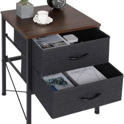 EUGAD Nachttisch (1-St), mit 2 Schubladen Couchtisch Beistelltisch für Wohnzimmer Nachtkommode Nachtschrank für Schlafzimmer industrieller Stil -Eugad Möbel Einkaufen b890cd19 49d5 4158 a16f a0ba4e2f9175