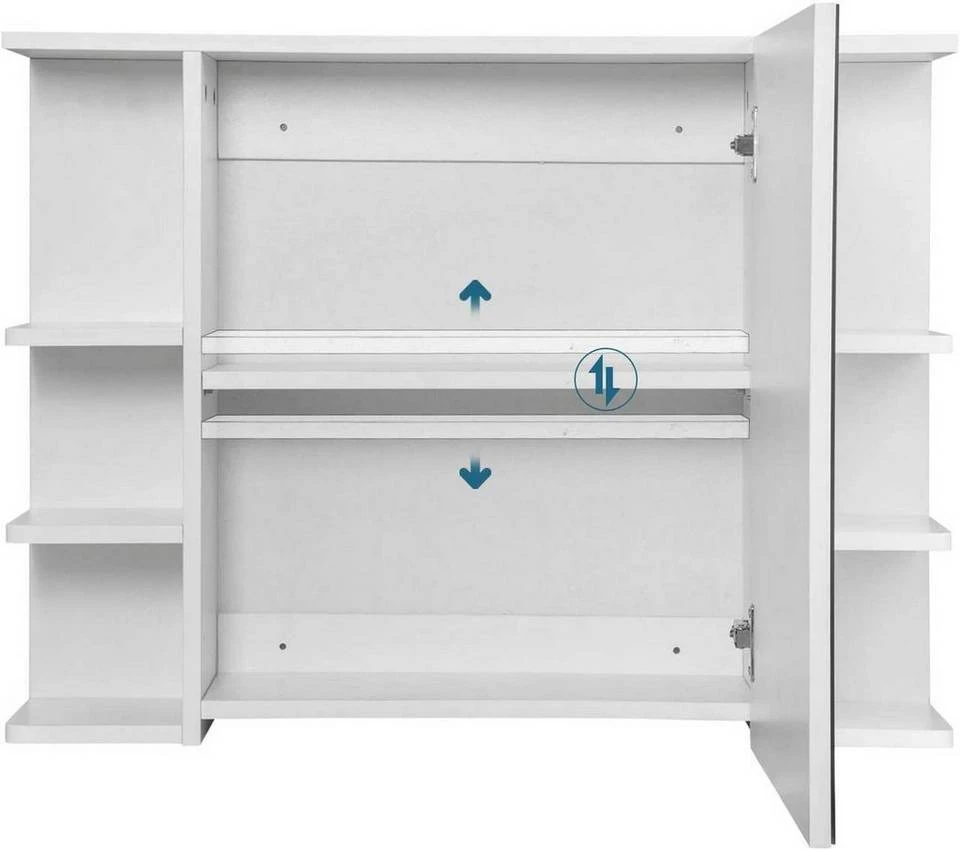 EUGAD Spiegelschrank Badezimmerspiegel Hängeschrank mit 8 Ablagen mit Tür Weiß 7 EUGAD Spiegelschrank Badezimmerspiegel Hängeschrank mit 8 Ablagen mit Tür Weiß – Bild 7