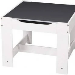 EUGAD Kindersitzgruppe, (3-tlg), 1 Kindertisch und 2 Stühle mit Stauraum, Maltisch für Kinder Kindermöbel Set, Tischplatte abnehmbar Weiß