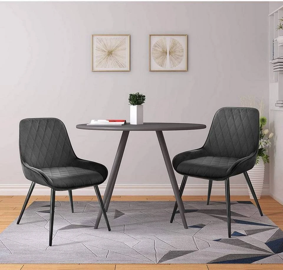 EUGAD Esszimmerstuhl (2 Stück), Polsterstuhl Küchenstuhl Wohnzimmerstuhl mit Rückenlehne, Sitzfläche aus Samt, Retrostuhl mit Metallbeine für Esszimmer Wohnzimmer, Schwarz Dunkelgrau, Dunkelgrün 2 EUGAD Esszimmerstuhl (2 Stück), Polsterstuhl Küchenstuhl Wohnzimmerstuhl mit Rückenlehne, Sitzfläche aus Samt, Retrostuhl mit Metallbeine für Esszimmer Wohnzimmer, Schwarz Dunkelgrau, Dunkelgrün – Bild 2