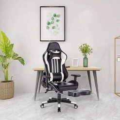 EUGAD Gaming-Stuhl (1 Stück), Racing Stuhl mit Fußstütze Racing Stuhl Drehstuhl Bürostuhl Schreibtischstuhl PC Stuhl mit Wippfunktion Höhenverstellbar Kunstleder Rot Grau, Wei&szlig; -Eugad Möbel Einkaufen ba19143c a306 5cba a47c c48390fa9763