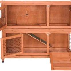 EUGAD Tierhaus, Hasenstall Kaninchenstall Hasenkäfig Kleintierstall Meerschweinchen Massivholz Hellrot 120 x 50 x 100,5 cm Grau-Wei&szlig;, Hellbraun -Eugad Möbel Einkaufen bb5de46a 6aa6 480e b467 7bd92db96e5a