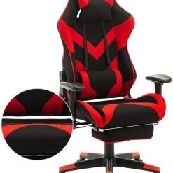 EUGAD Gaming Chair, Bürostuhl, Gaming Stuhl, Stoffbezug Rot Grau, Schwarz -Eugad Möbel Einkaufen bb64e073 69fe 5e9f b77c 3f3d2c974c8b