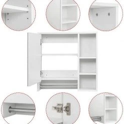 EUGAD Spiegelschrank Hängeschrank mit 6 Ablagen mit Tür 60x20x60cm Weiß -Eugad Möbel Einkaufen bc3a58a4 1097 533a a5ab 56dd145563b7