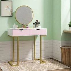 EUGAD Schminktisch (1-St), Schminktisch Frisiertisch Kommode mit Spiegel modern Kosmetiktisch mit 3 Schubladen Weiß-Rosa-Golden 28 EUGAD Schminktisch (1-St), Schminktisch Frisiertisch Kommode mit Spiegel modern Kosmetiktisch mit 3 Schubladen Weiß-Rosa-Golden -Eugad Möbel Einkaufen bcca8f4b dc60 4b5f 954c c9f16386d7fc