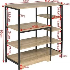EUGAD Küchenregal, Küchenregal Mikrowellenhalter Bäckerregal Standregal Multifunktionales Regal MDF Metall 90x40x95cm, Hell Eiche -Eugad Möbel Einkaufen bd16986a 29f3 596c a00b 89cae6147175