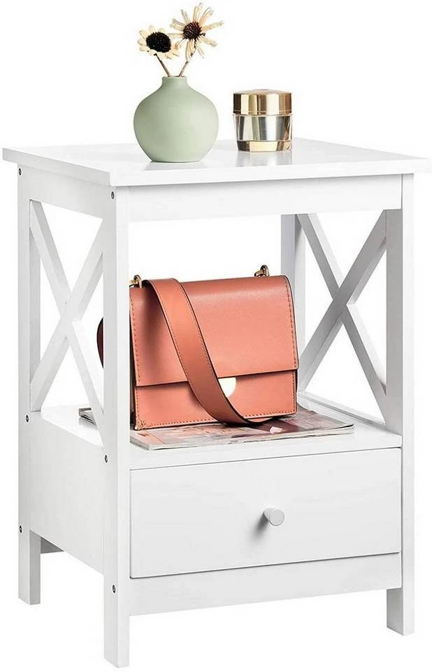 EUGAD Nachttisch, Beistelltisch Nachtschrank Nachtkommode Sofatisch aus MDF mit Schublade und Ablage für Schlafzimmer oder Wohnzimmer Weiß 4 EUGAD Nachttisch, Beistelltisch Nachtschrank Nachtkommode Sofatisch aus MDF mit Schublade und Ablage für Schlafzimmer oder Wohnzimmer Weiß – Bild 4