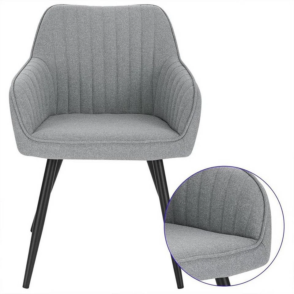 EUGAD Esszimmerstuhl, Küchenstuhl aus Leinen mit Armlehne Dunkelgrau, Hellgrau 11 EUGAD Esszimmerstuhl, Küchenstuhl aus Leinen mit Armlehne Dunkelgrau, Hellgrau – Bild 11