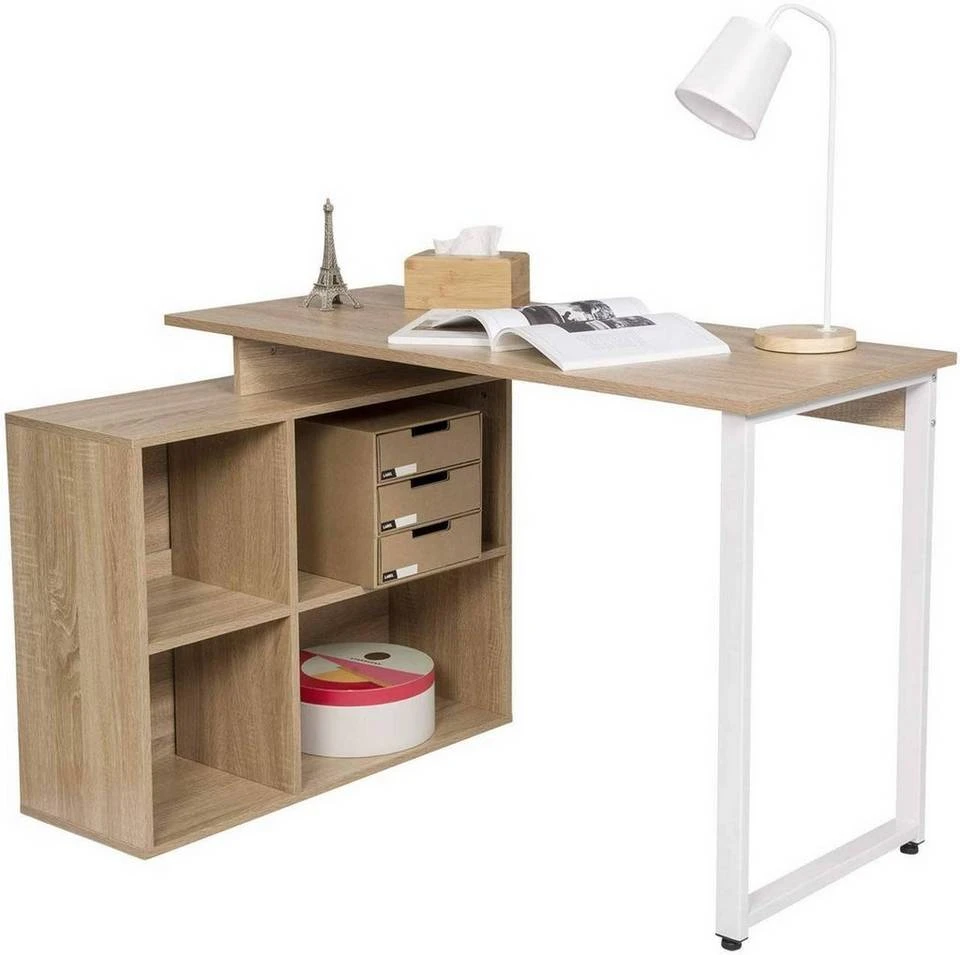 EUGAD Schreibtisch, mit Ablagen Holz 116x75x80cm Dunkelbuche Helleiche, Weiß 11 EUGAD Schreibtisch, mit Ablagen Holz 116x75x80cm Dunkelbuche Helleiche, Weiß – Bild 11