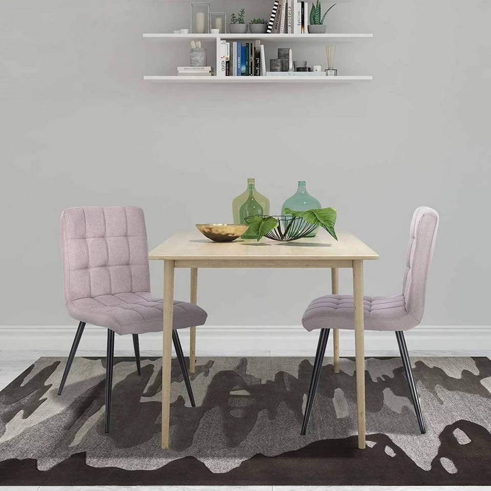 EUGAD Esszimmerstuhl (4 Stück), Küchenstuhl Polsterstuhl, mit Rückenlehne, Metallbeine, Sitzfläche aus Leinen, Hellgrau 4 EUGAD Esszimmerstuhl (4 Stück), Küchenstuhl Polsterstuhl, mit Rückenlehne, Metallbeine, Sitzfläche aus Leinen, Hellgrau – Bild 4