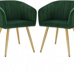 EUGAD Esszimmerstuhl, 2er-Set Esszimmerstuhl Polsterstuhl aus Samt Dunkelgrün Dunkelgrau, Dunkelgrün, Rosa, Schwarz