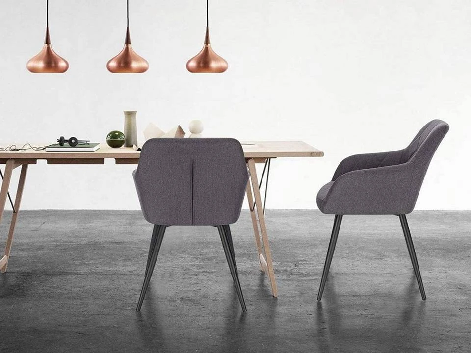 EUGAD Esszimmerstuhl, Polsterstuhl Leinen,mit Armlehnen Metallbeinen Dunkelgrau, Hellgrau 7 EUGAD Esszimmerstuhl, Polsterstuhl Leinen,mit Armlehnen Metallbeinen Dunkelgrau, Hellgrau – Bild 7