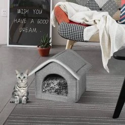 EUGAD Tierbett, Katzenhaus Katzenhöhle herausnehmbarer Matte Dunkelgrau, Hellgrau -Eugad Möbel Einkaufen c17be655 1c96 5907 984d 3fb4fed5a1e1