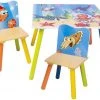 EUGAD Sitzgruppe, Kindersitzgruppe 1 Kindertisch und 2 Kinderstühle Set Kinderschreibtisch aus Wassertiere Serie Bunt
