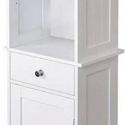 EUGAD Hochschrank Badschrank Eckschrank, Breite/Höhe: 23/165 cm, Holz, mit 1 Schubkasten