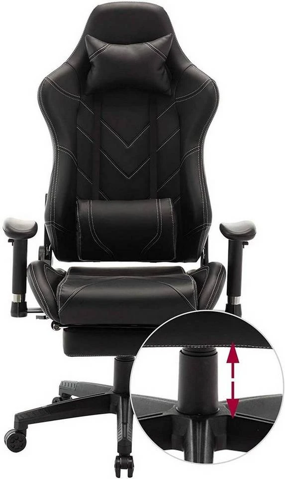 EUGAD Gaming Chair, Bürostuhl, Gaming Stuhl, Kunstleder, mit einstellbaren Armlehnen Rot Blau, Schwarz, Weiß 19 EUGAD Gaming Chair, Bürostuhl, Gaming Stuhl, Kunstleder, mit einstellbaren Armlehnen Rot Blau, Schwarz, Weiß – Bild 19