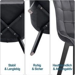 EUGAD Esszimmerstuhl (2 Stück), Wohnzimmerstuhl mit Rückenlehne, Polsterstuhl Küchenstuhl Weich Samt und Holz für ESS- und Wohnzimmer Schwarz Dunkelgrau, Dunkelgrün, Rosa 53 EUGAD Esszimmerstuhl (2 Stück), Wohnzimmerstuhl mit Rückenlehne, Polsterstuhl Küchenstuhl Weich Samt und Holz für ESS- und Wohnzimmer Schwarz Dunkelgrau, Dunkelgrün, Rosa -Eugad Möbel Einkaufen c453db1f e2e4 4b81 8107 e11521355bd9