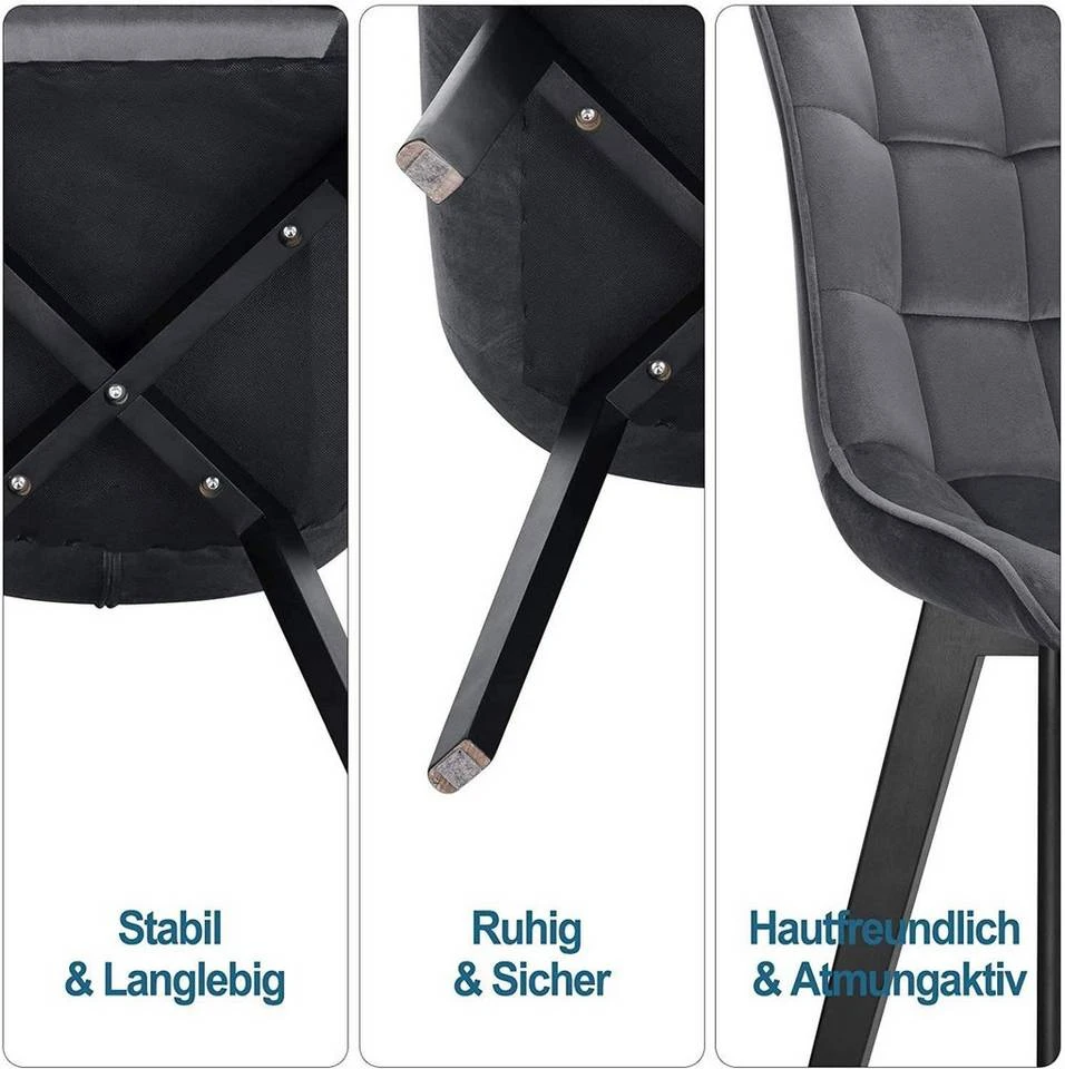 EUGAD Esszimmerstuhl (2 Stück), Wohnzimmerstuhl mit Rückenlehne, Polsterstuhl Küchenstuhl Weich Samt und Holz für ESS- und Wohnzimmer Schwarz Dunkelgrau, Dunkelgrün, Rosa 18 EUGAD Esszimmerstuhl (2 Stück), Wohnzimmerstuhl mit Rückenlehne, Polsterstuhl Küchenstuhl Weich Samt und Holz für ESS- und Wohnzimmer Schwarz Dunkelgrau, Dunkelgrün, Rosa – Bild 18