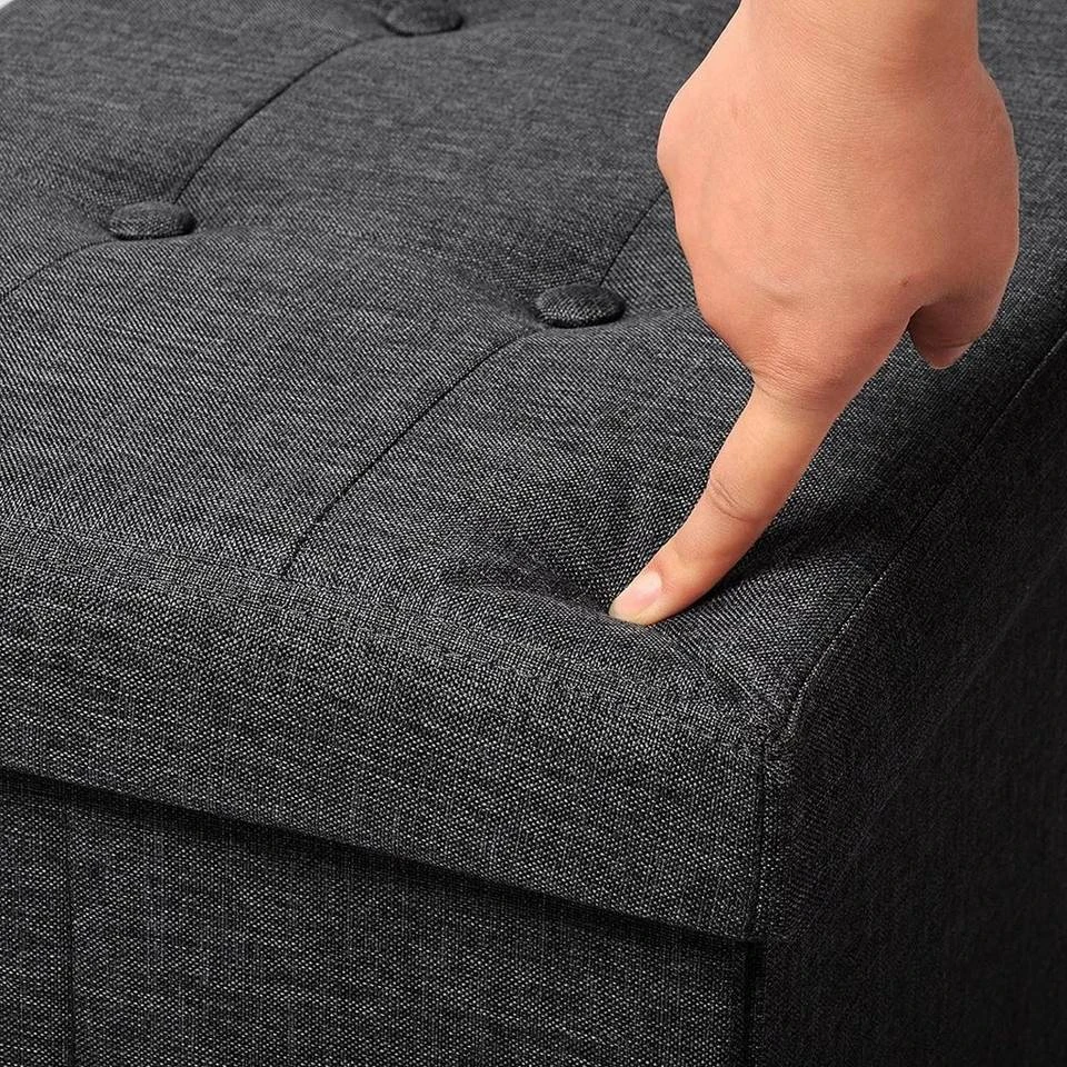 EUGAD Sitzhocker, Fußhocker Sitzbank mit Stauraum Deckel Abnehmbar Leinen Dunkelgrau Beige, Cremeweiß 5 EUGAD Sitzhocker, Fußhocker Sitzbank mit Stauraum Deckel Abnehmbar Leinen Dunkelgrau Beige, Cremeweiß – Bild 5