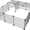 EUGAD Freigehege, DIY 16 Platten Schwarz Laufstall Kleintiere Schwarz 109x109x39cm