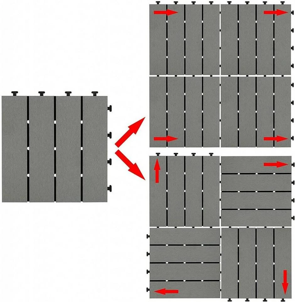 EUGAD WPC-Fliesen, 22 Stück WPC Terrassenfliesen in T-Form 30x30cm Dunkelgrau Anthrazit, Braun, Hellgrau 21 EUGAD WPC-Fliesen, 22 Stück WPC Terrassenfliesen in T-Form 30x30cm Dunkelgrau Anthrazit, Braun, Hellgrau – Bild 21