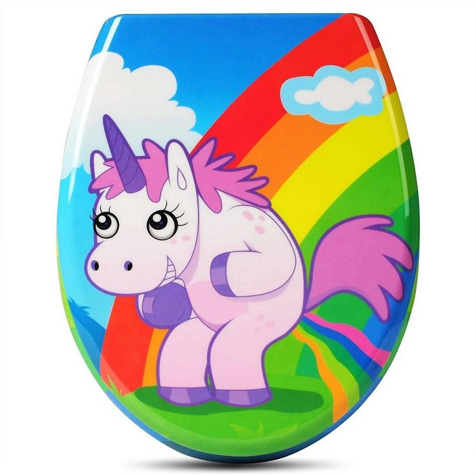 EUGAD WC-Sitz, Toilettendeckel mit Absenkautomatik Einhorn 2 EUGAD WC-Sitz, Toilettendeckel mit Absenkautomatik Einhorn – Bild 2