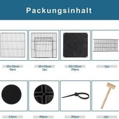 EUGAD Freigehege, mit Bodenplatten Kaninchen Hasen Meerschweinchen Welpenauslauf Laufgitter mit Tür&Treppe Doppelstöckig DIY Schwarz 38 Platten (35x35cm/Platte) 145x75x75 cm -Eugad Möbel Einkaufen c9d8a944 b196 5b85 b370 7121e45fa100