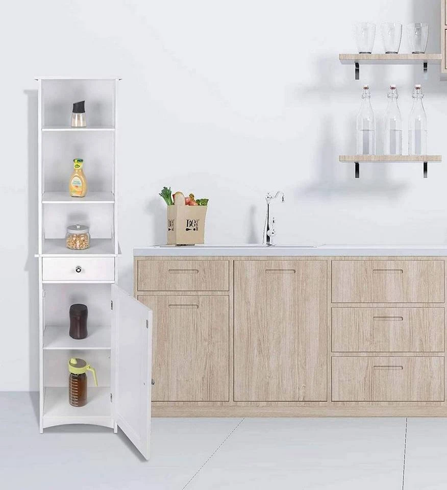 EUGAD Hochschrank Badschrank Eckschrank, Breite/Höhe: 23/165 cm, Holz, mit 1 Schubkasten 4 EUGAD Hochschrank Badschrank Eckschrank, Breite/Höhe: 23/165 cm, Holz, mit 1 Schubkasten – Bild 4