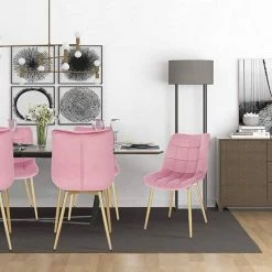 EUGAD Esszimmerstuhl, 6er-Set Küchenstühle Wohnzimmerstuhl mit Rückenlehne, Samt Sitzfläche, Gold Beine Schwarz Dunkelgrün, Grau, Rosa -Eugad Möbel Einkaufen cbfee19a 4d29 5b51 bfb4 2beabb103e43