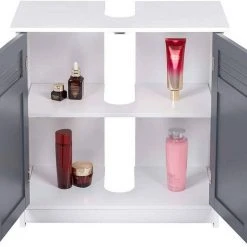 EUGAD Waschbeckenunterschrank Unterschrank Badezimmerschrank Waschtisch Badschrank mit 2 Türen 60x30x60cm aus MDF Weiß+Natur Weiß+Grau, Weiß+Natur -Eugad Möbel Einkaufen ccd09dc7 9f56 5e69 b11a 73948731ddf5