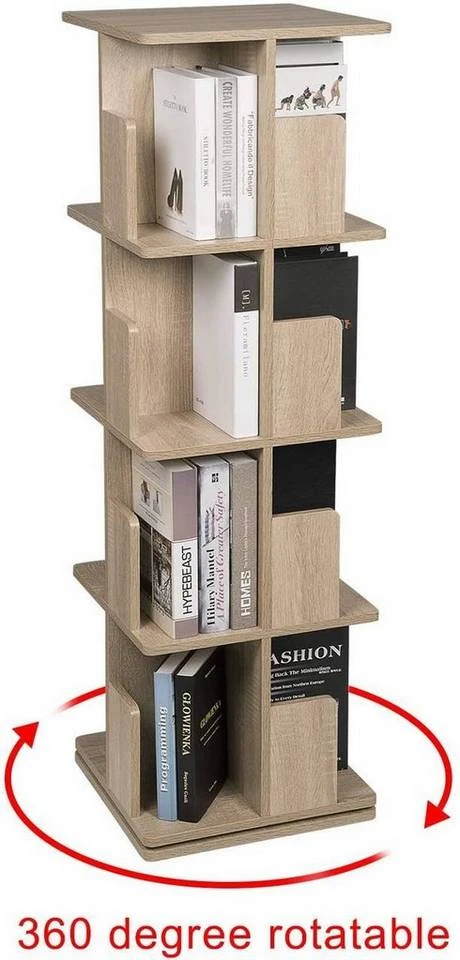 EUGAD Bücherregal, Raumteiler Standregal 360° frei drehbar, mit 4 Ebenen, MDF, Natur 4 EUGAD Bücherregal, Raumteiler Standregal 360° frei drehbar, mit 4 Ebenen, MDF, Natur – Bild 4