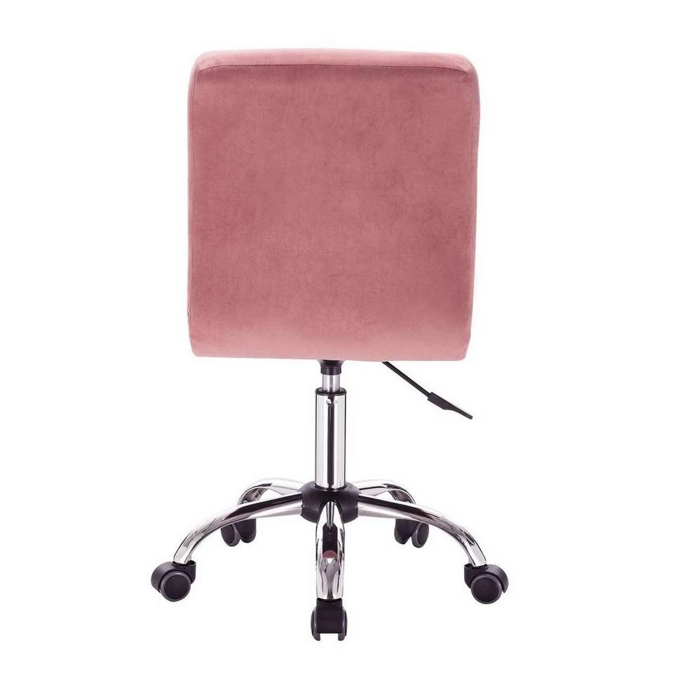 EUGAD Schreibtischstuhl, Arbeitshocker Bürohocker Samt Metall, 360° drehbar, Rosa Hellgrau 5 EUGAD Schreibtischstuhl, Arbeitshocker Bürohocker Samt Metall, 360° drehbar, Rosa Hellgrau – Bild 5