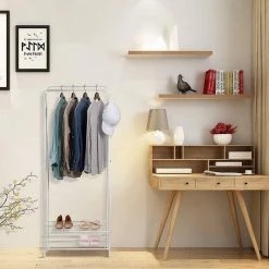 EUGAD Kleiderständer, Kleiderstange mit 2 Metallablagen Schwarz, Wei&szlig; -Eugad Möbel Einkaufen ceaf4100 df78 5f40 bdf5 d01e5b07c30e