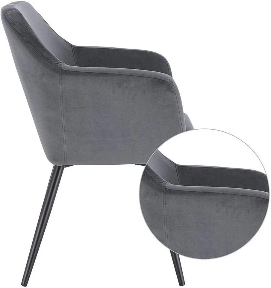 EUGAD Polsterstuhl (1 Stück), Küchenstuhl Samt Stuhl Sessel mit Armlehne, Metallbeine, für Esszimmer Wohnzimmer, Schwarz Dunkelgrau 22 EUGAD Polsterstuhl (1 Stück), Küchenstuhl Samt Stuhl Sessel mit Armlehne, Metallbeine, für Esszimmer Wohnzimmer, Schwarz Dunkelgrau – Bild 22