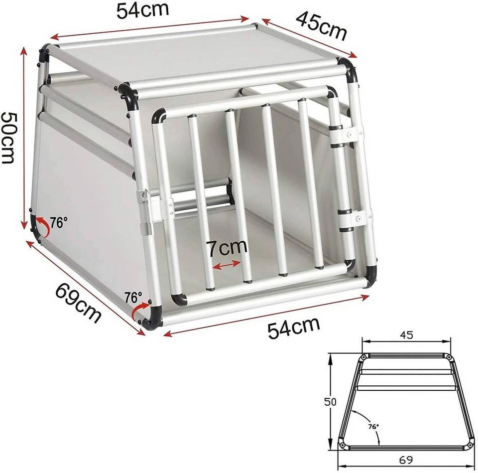 EUGAD Tiertransportbox, Hundetransportbox Alu Hundebox Reisebox Autobox für kleine/mittlere Hunde Französische Bulldogge Beagle Terriers Dackel Shiba Inu 69 x 54 x 50 cm L 2 EUGAD Tiertransportbox, Hundetransportbox Alu Hundebox Reisebox Autobox für kleine/mittlere Hunde Französische Bulldogge Beagle Terriers Dackel Shiba Inu 69 x 54 x 50 cm L – Bild 2