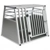 EUGAD Tiertransportbox, Hundetransportbox Alu Hundebox Reisebox Autobox für große Hunde Husky Samojede Weimaraner Border Collie Chow-Chow Shetland Sheepdog 80 x 65 x 65 cm XL Silber